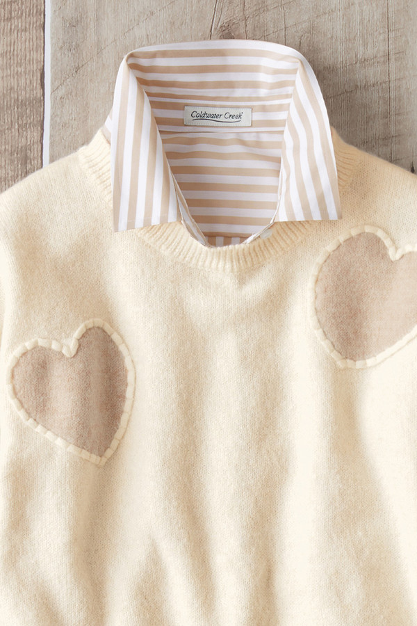 Heartful Twist Embroidered Sweater - Coldwater Creek