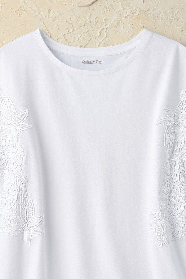 Aria Lace Trim Tee - Coldwater Creek