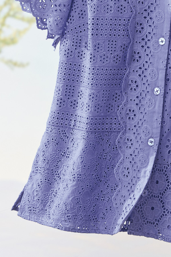 Eyelet Button-Front Shirt