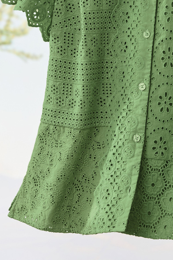 Eyelet Button-Front Shirt