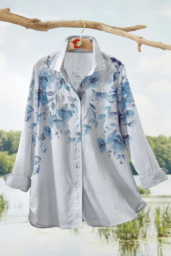 Trailing Petals Striped Tunic
