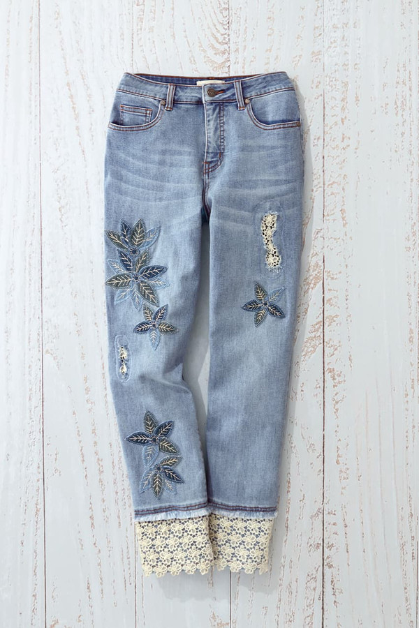 Indigo and Lace Ankle Jeans