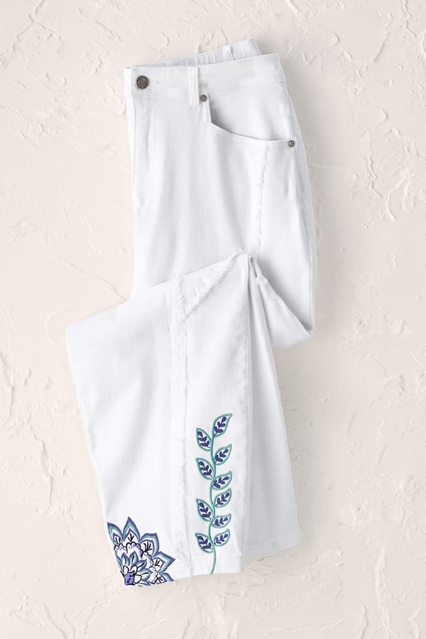 Boho Embroidered Lantern-Leg Jeans