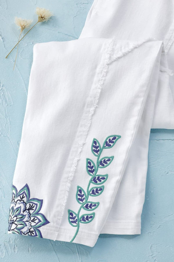 Boho Embroidered Lantern-Leg Jeans