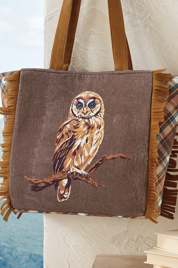 Owl Tote with Fringe
