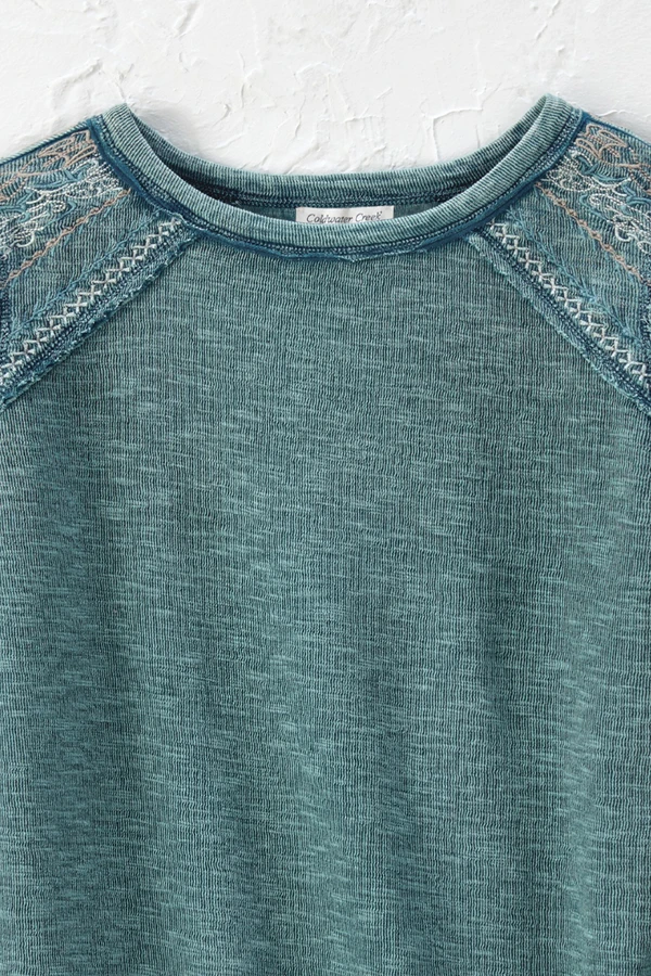 Vintage-Wash Embroidered Rib Tee