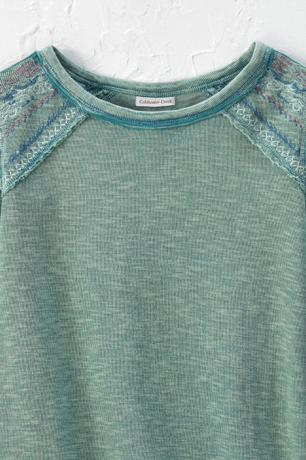 Vintage-Wash Embroidered Rib Tee