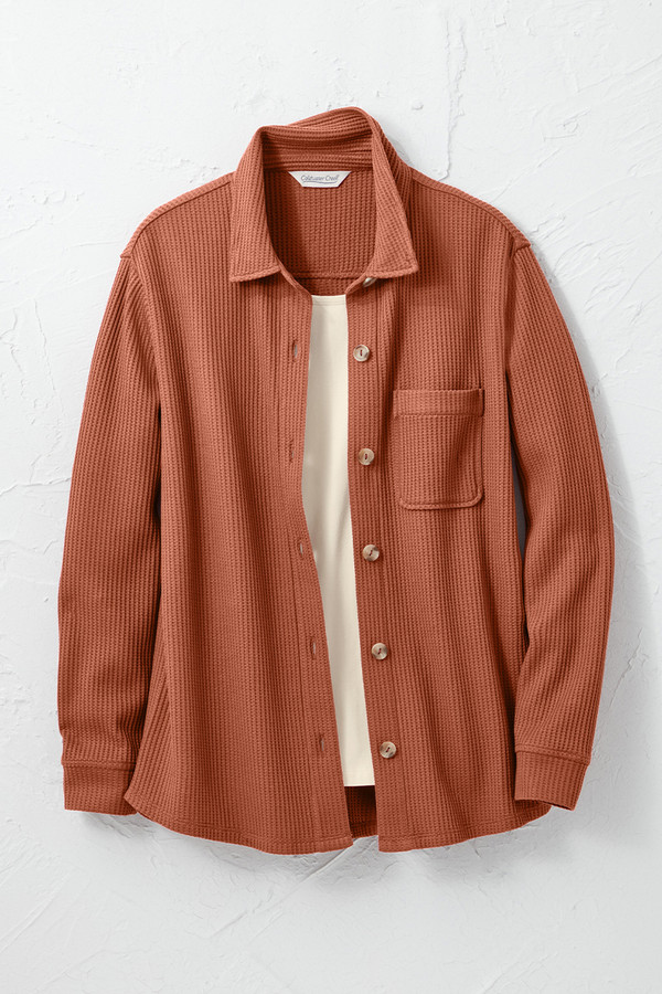 Waffle Knit Button-Front Tee
