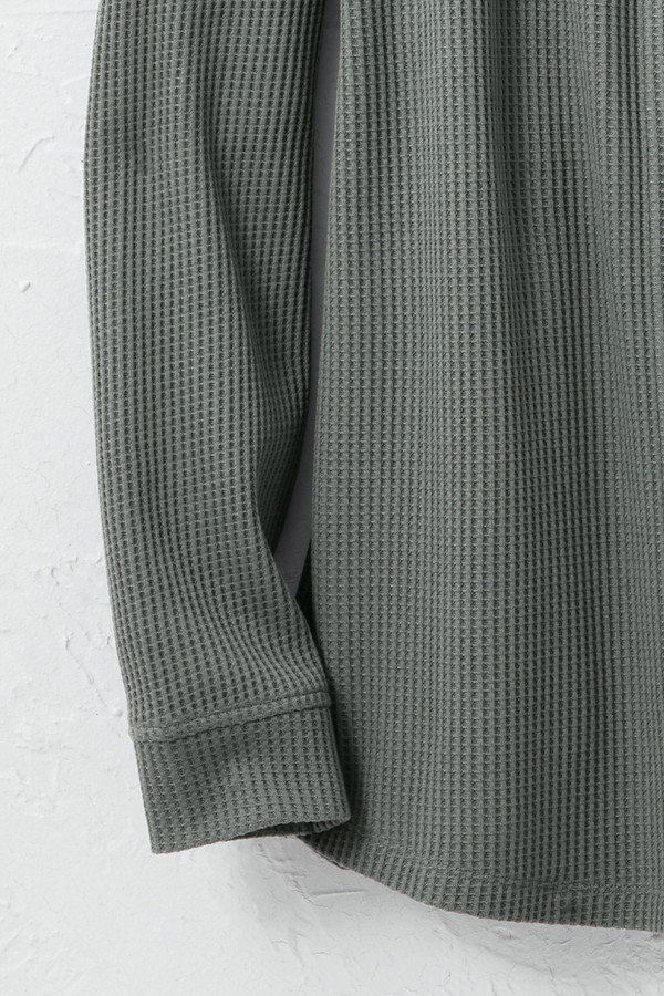 Waffle Knit Button-Front Tee