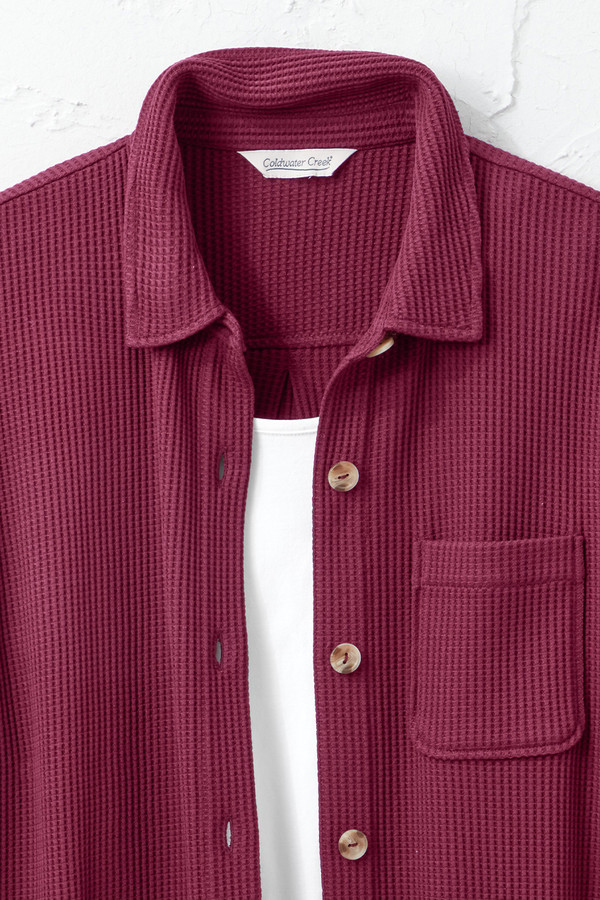 Waffle Knit Button-Front Tee