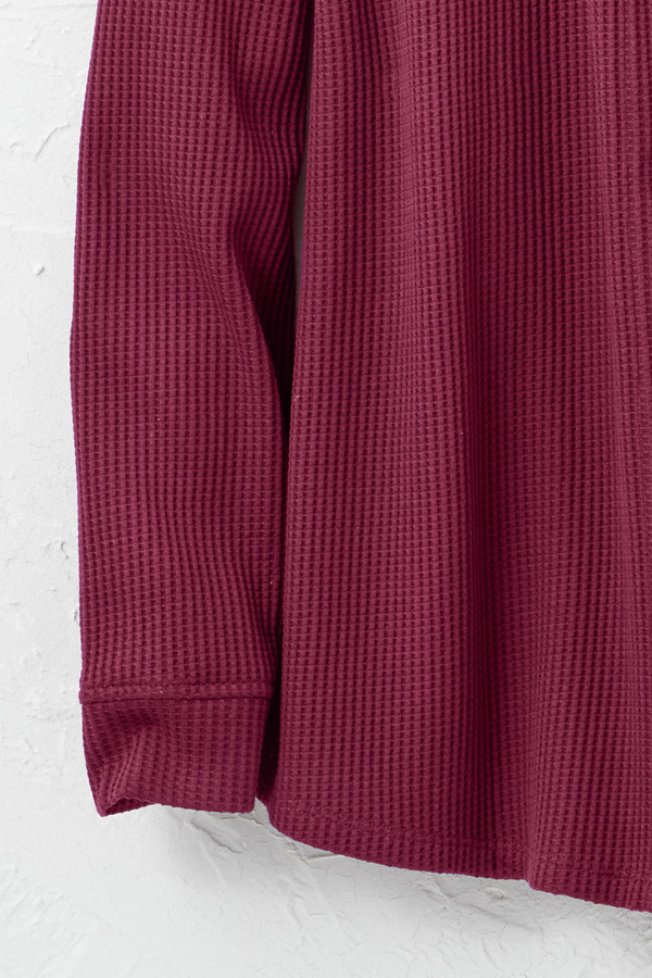 Waffle Knit Button-Front Tee