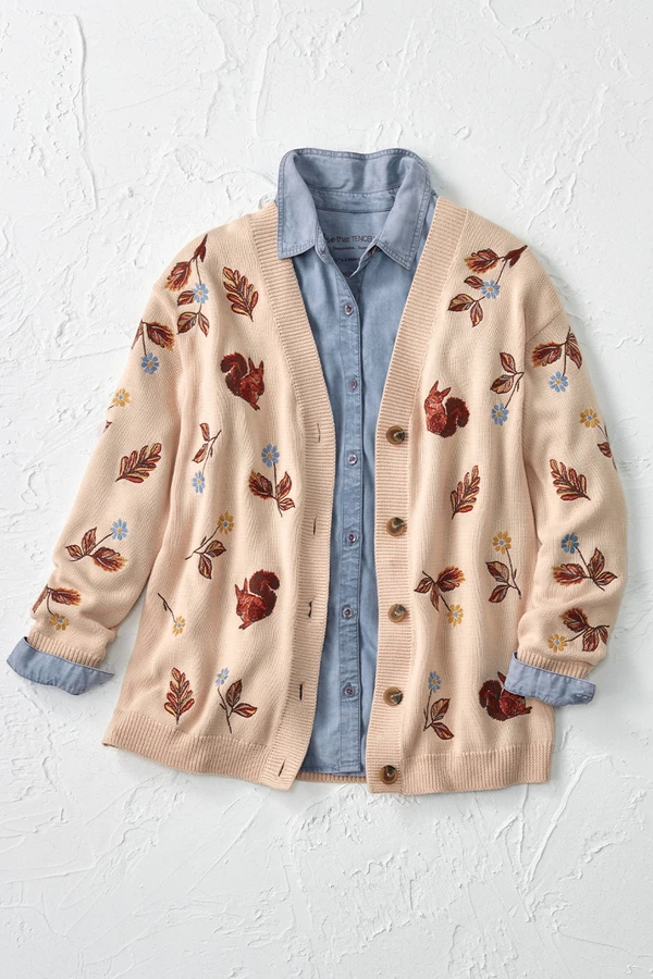 Autumn Breeze Embroidered Cardigan