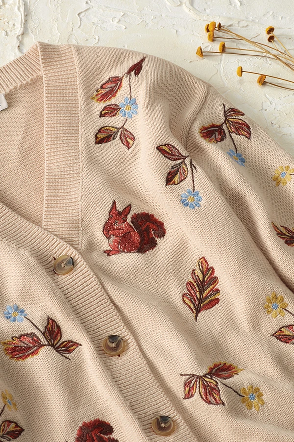 Autumn Breeze Embroidered Cardigan