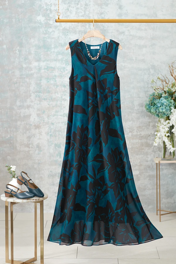 Shadow Bloom Midi Dress