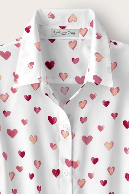 Confetti Hearts Long-Sleeve No-Iron Shirt - Coldwater Creek