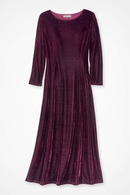 ladies velour dresses Stretch Velvet Dress - Wine - XS Color_KK-OPERA