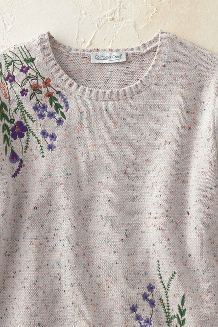 Open Meadow Embroidered Sweater - Coldwater Creek