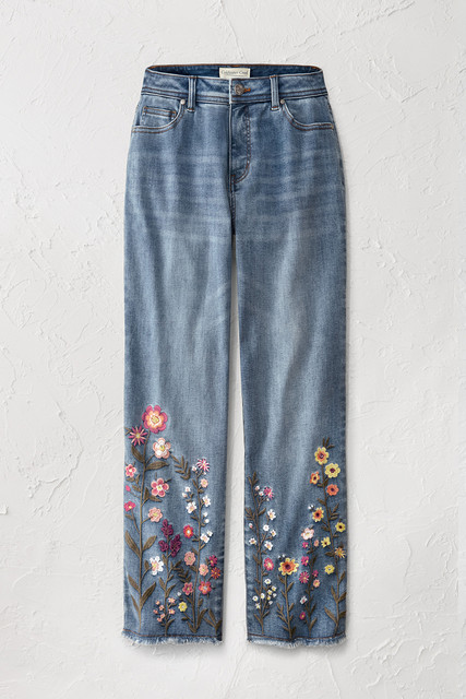 Wildflower Embroidered Denim Crops - Coldwater Creek