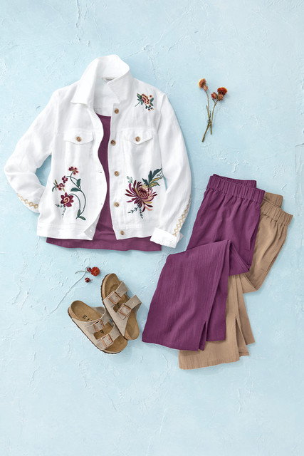 Embroidered Journeys Linen Jacket - Coldwater Creek