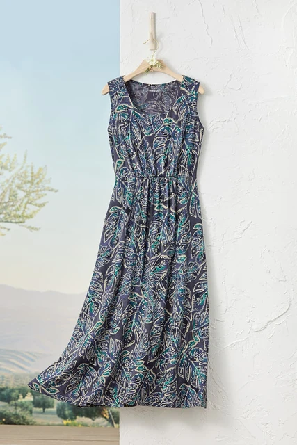 Botanical Escape Knit Midi Dress - Slate Grey Multi - PS