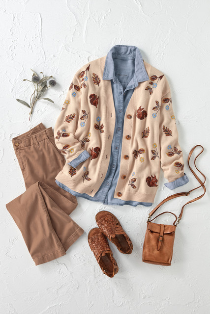 Autumn Breeze Embroidered Cardigan - Coldwater Creek
