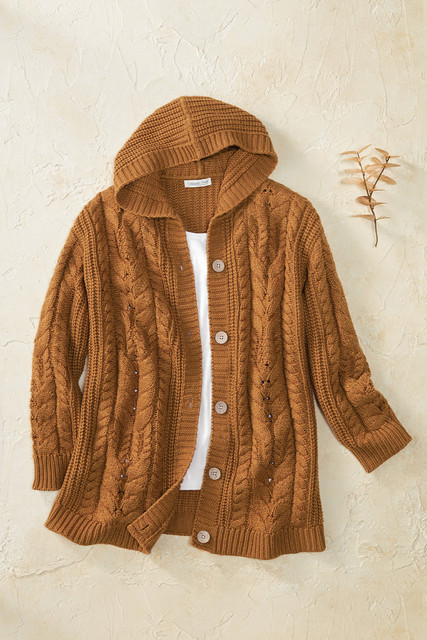 トップス CABLE CARDIGAN abyts 3 Shaker Cable Cardigan - Coldwater Creek