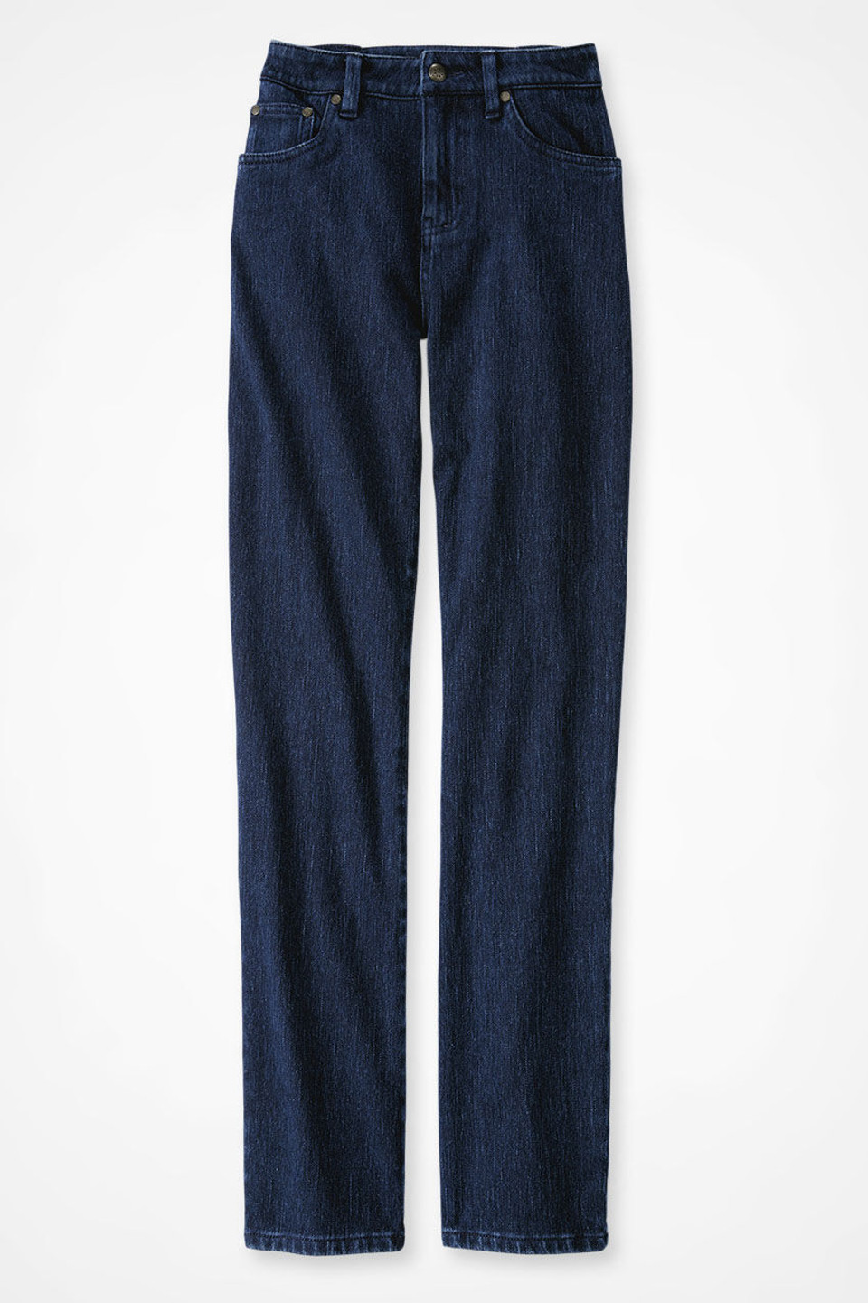 Knit Denim High Rise Straight-Leg Jeans