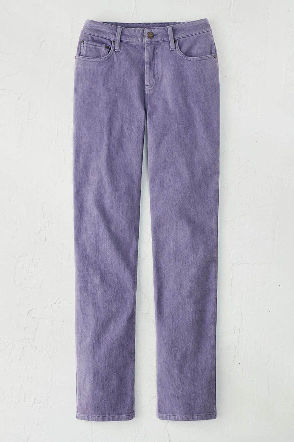 Knit Denim High Rise Straight-Leg Jeans