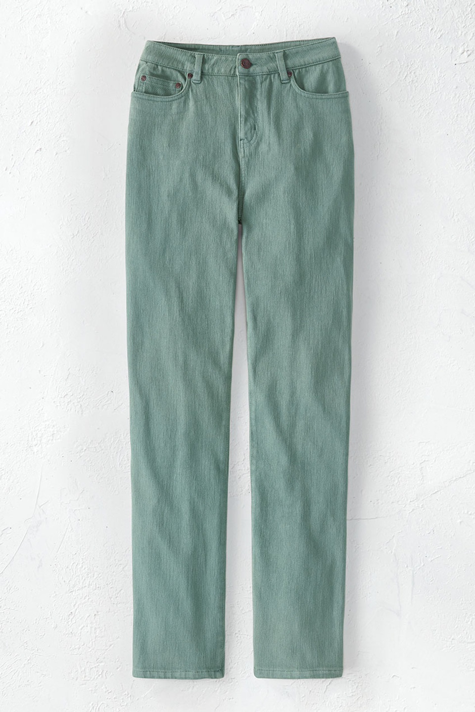 Knit Denim High Rise Straight-Leg Jeans