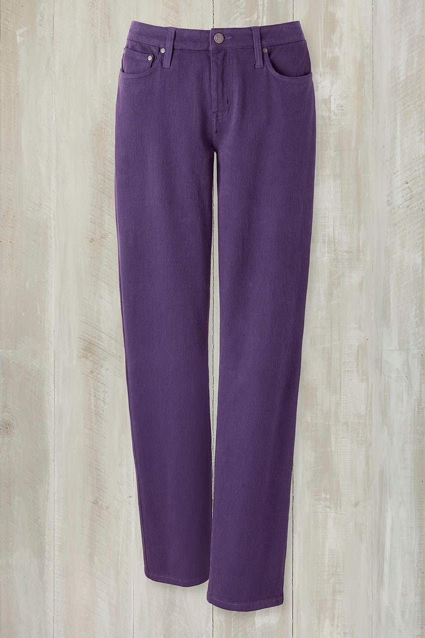 Knit Denim High Rise Straight-Leg Jeans