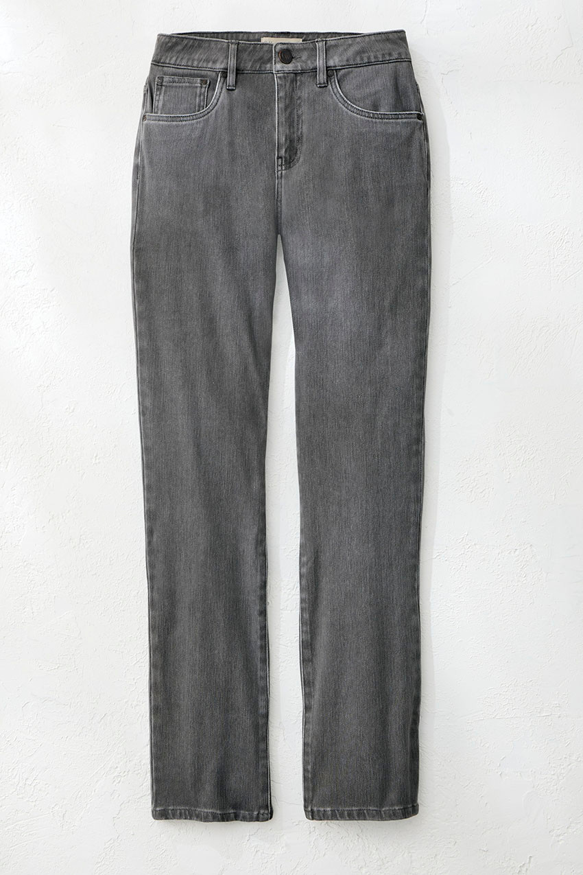 Knit Denim High Rise Straight-Leg Jeans