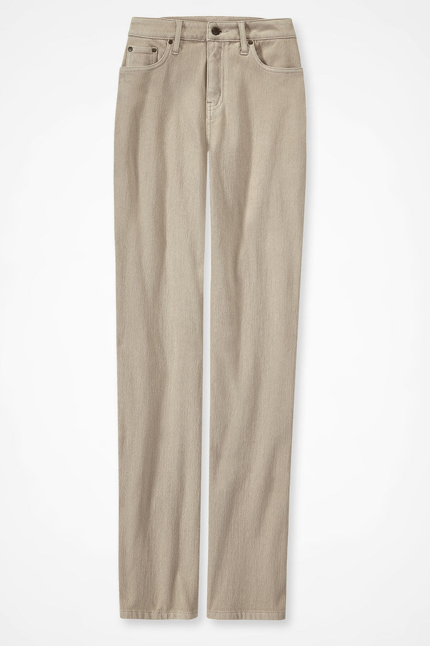 Knit Denim High Rise Straight-Leg Jeans