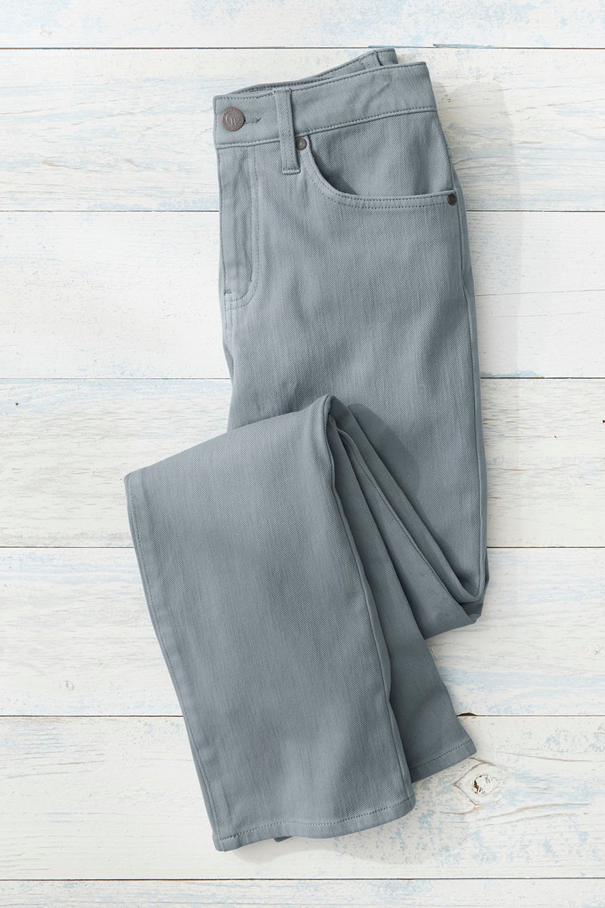 Knit Denim High Rise Straight-Leg Jeans