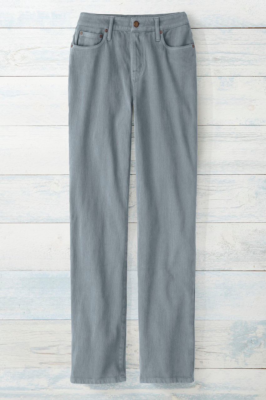 Knit Denim High Rise Straight-Leg Jeans