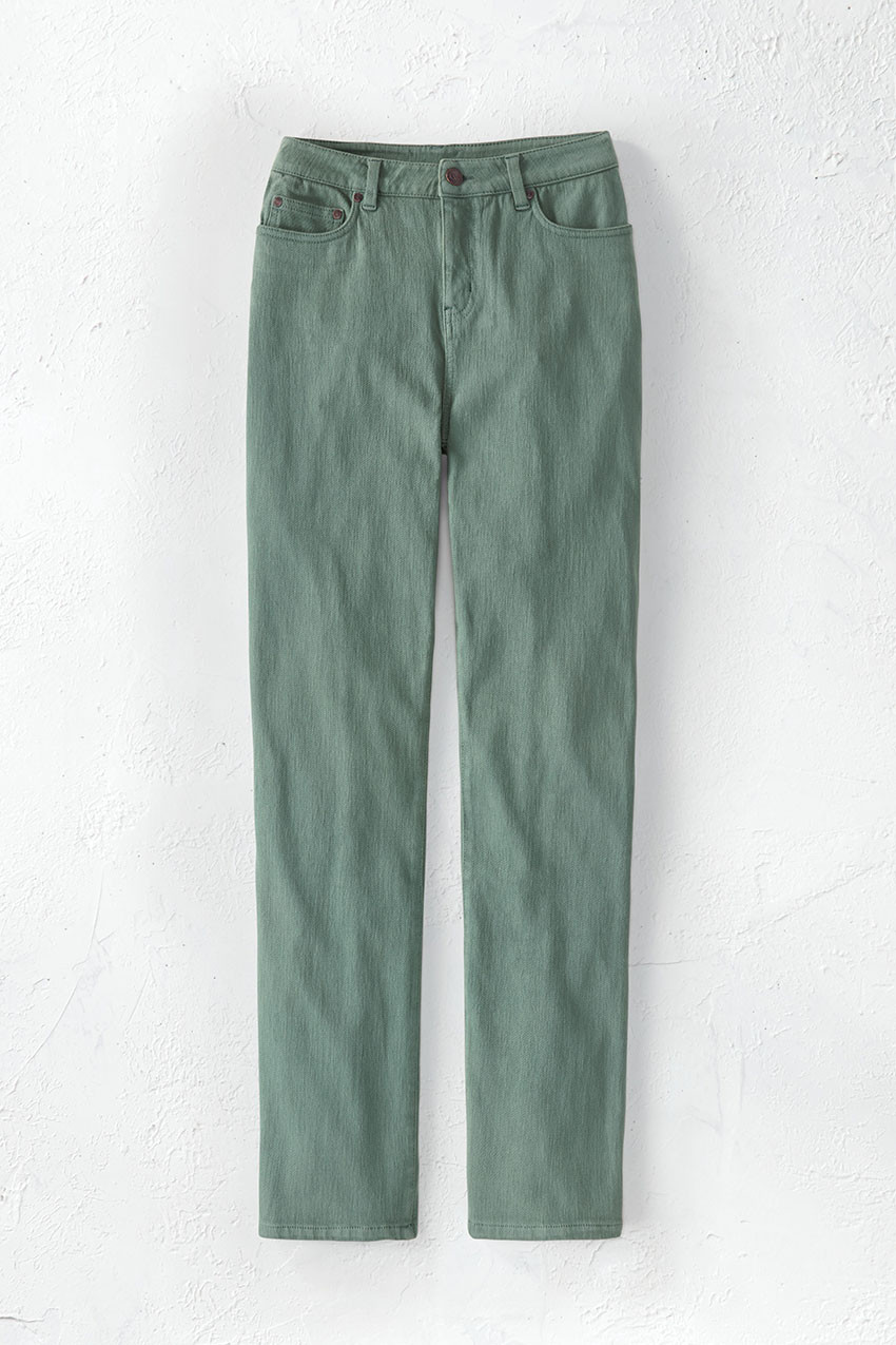 Knit Denim High Rise Straight-Leg Jeans