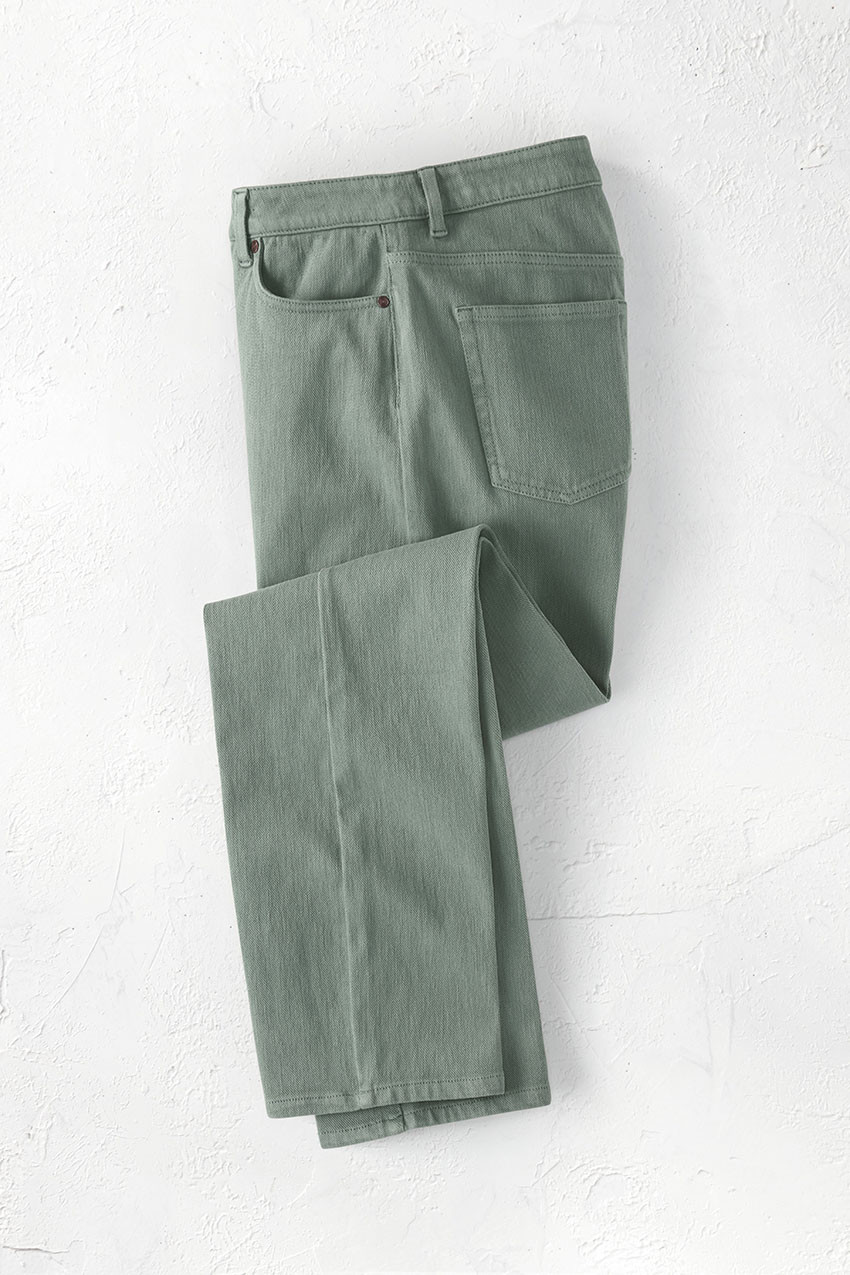 Knit Denim High Rise Straight-Leg Jeans