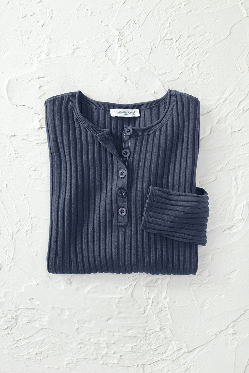 Ribbed Henley Sweater