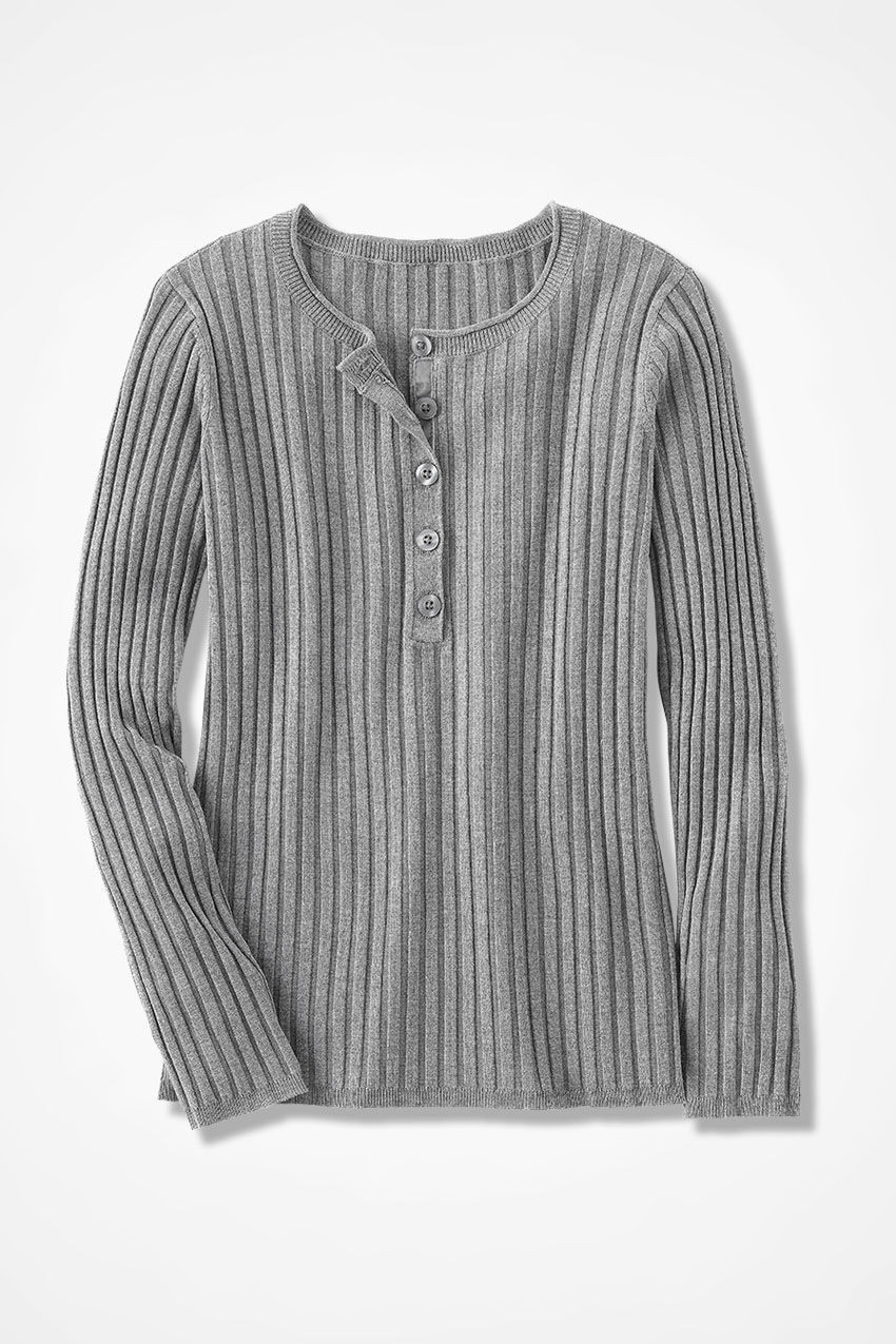 Ribbed Henley Sweater - Coldwater Creek