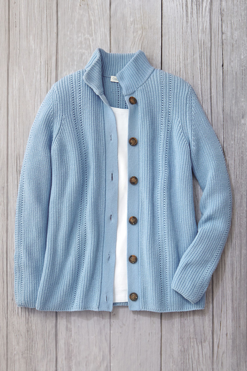 Shaker Detail Button Cardigan