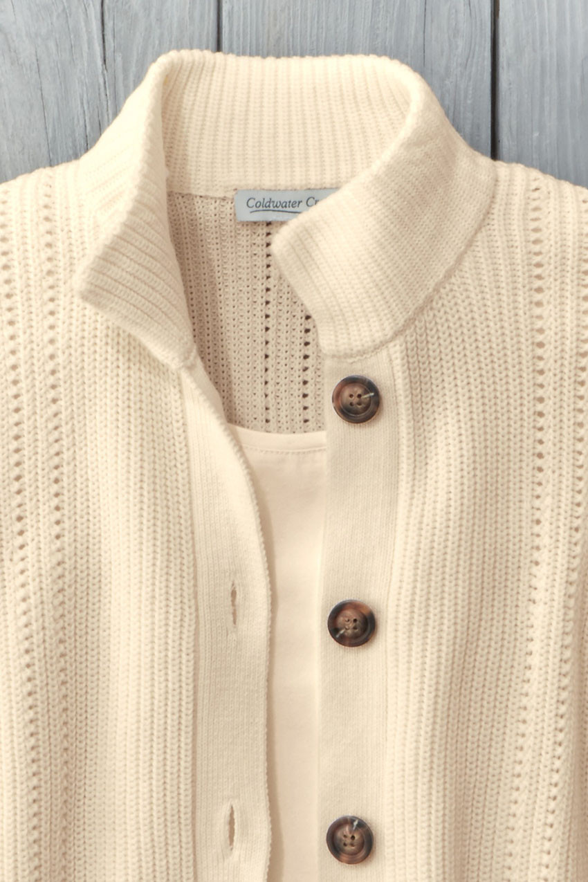 Shaker Detail Button Cardigan - Coldwater Creek