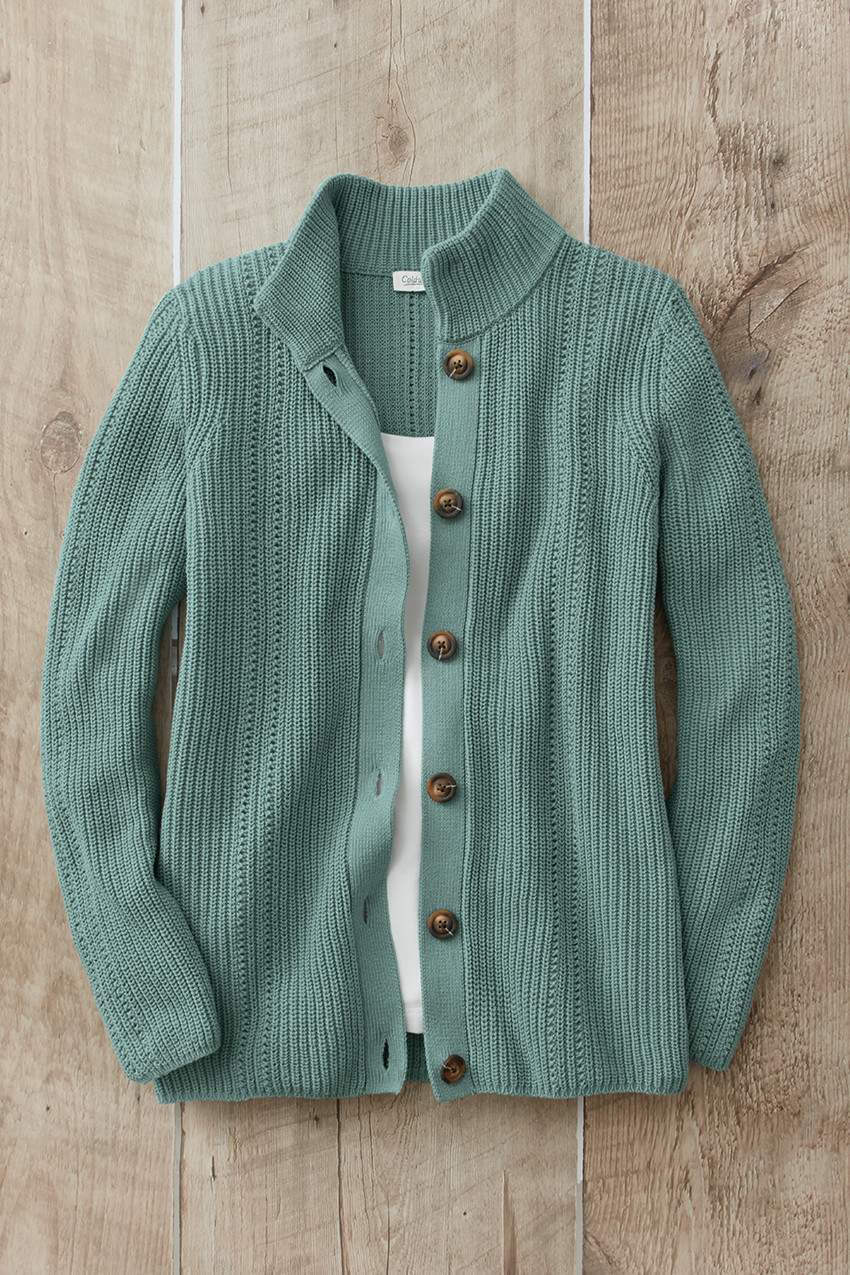 Shaker Detail Button Cardigan