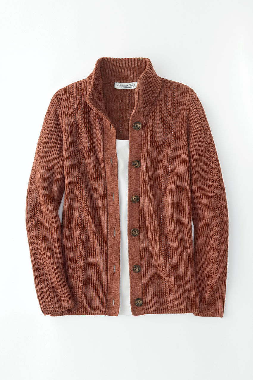 Shaker Detail Button Cardigan