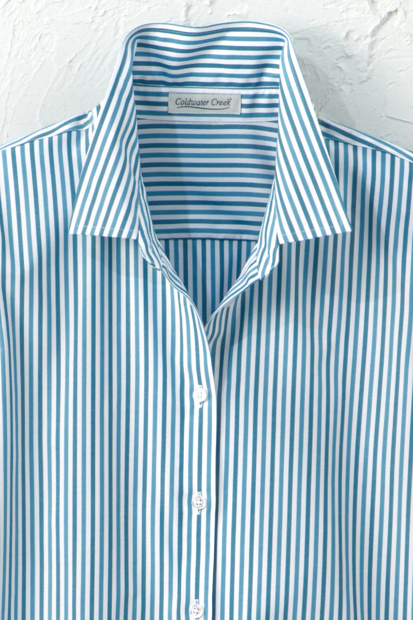 Twin Stripe No-Iron Long-Sleeve Shirt - Coldwater Creek