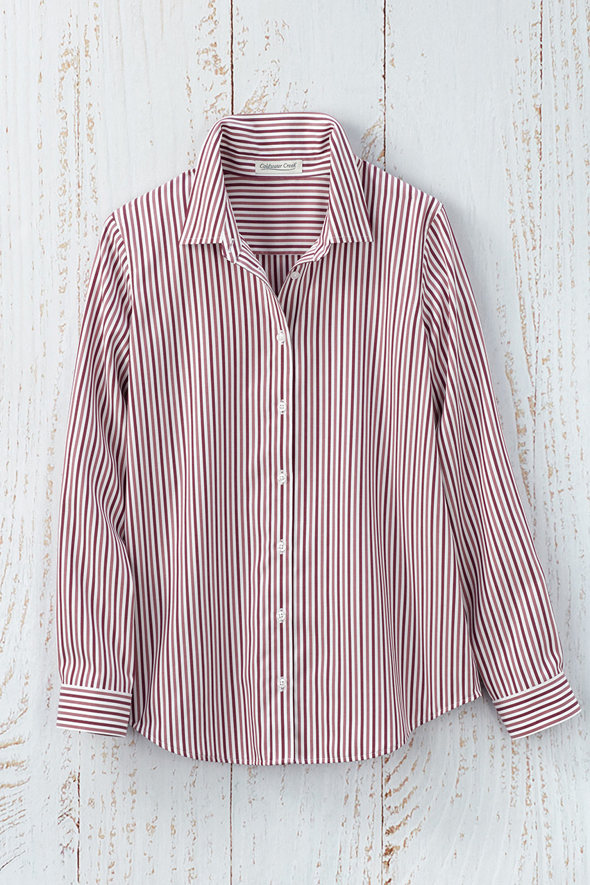 Twin Stripe No-Iron Long-Sleeve Shirt - Coldwater Creek