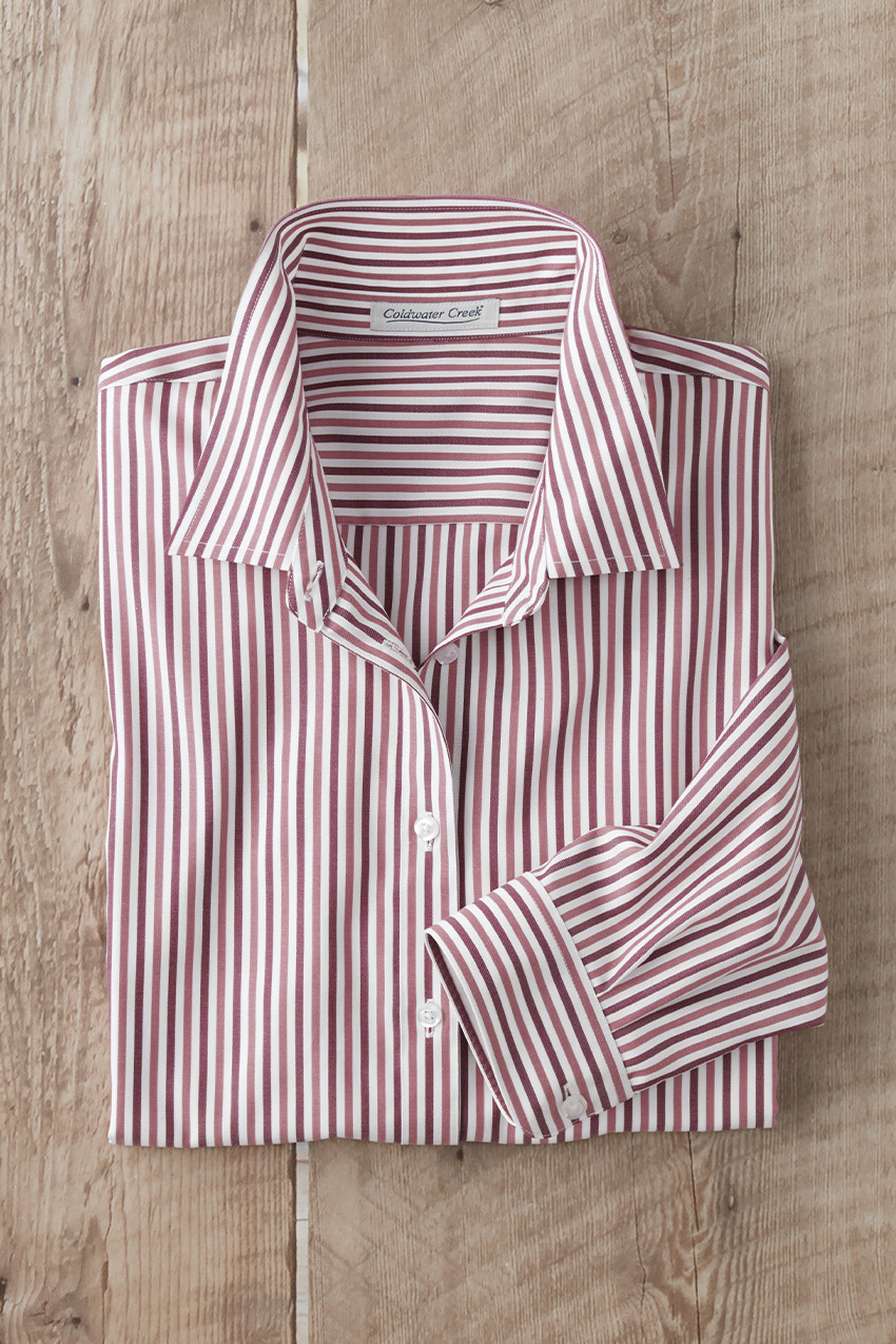 Twin Stripe No-Iron Long-Sleeve Shirt - Coldwater Creek