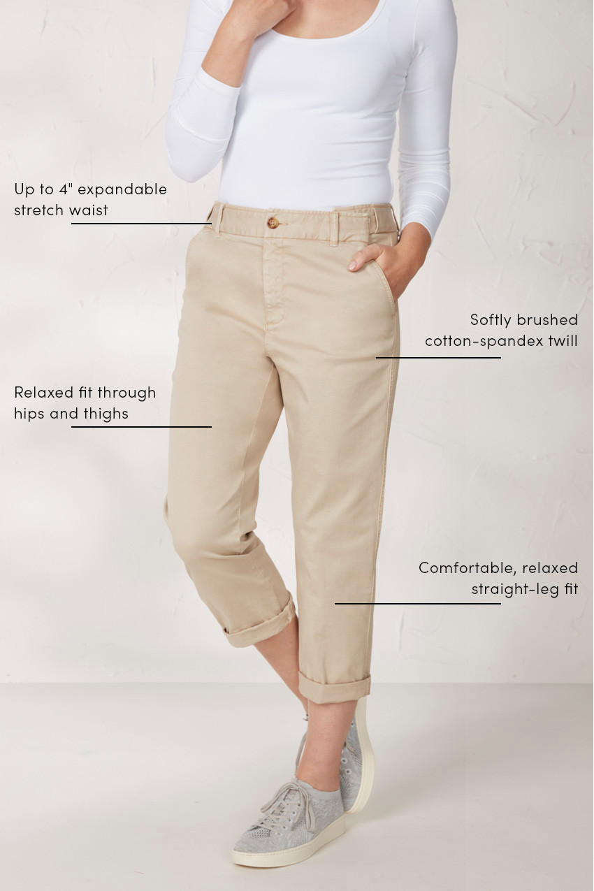 Hidden Stretch-Waist Chino Crops