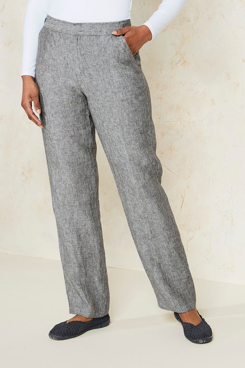 Hidden Stretch-Waist Linen Pants