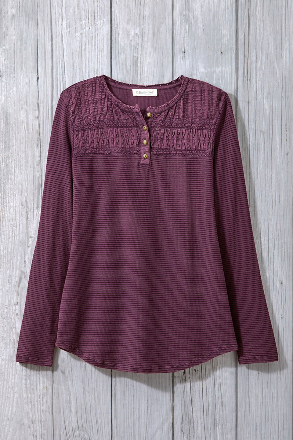 Textured Knit Henley - Coldwater Creek