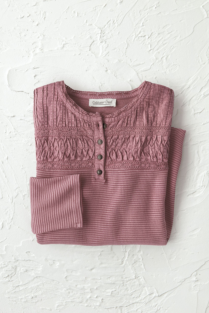Textured Knit Henley - Coldwater Creek