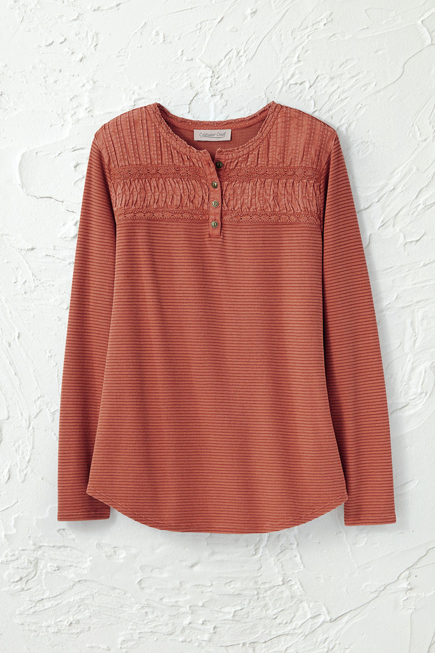 Textured Knit Henley - Coldwater Creek